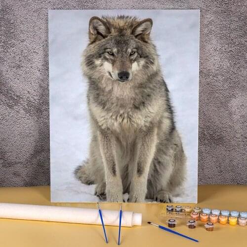 Wolf Animals Winter Painting By Numbers Complete Kit Acrylic Paints 40*50 Canvas Painting Decorative Paintings Drawing