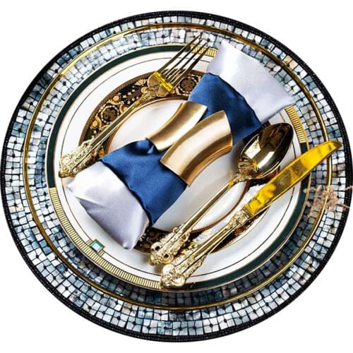 Luxury Tableware Set Table Plates Gold Knife Fork Spoon Set Dinnerware Zero Waste Table Cutlery Plates Kitchen Flatware Set