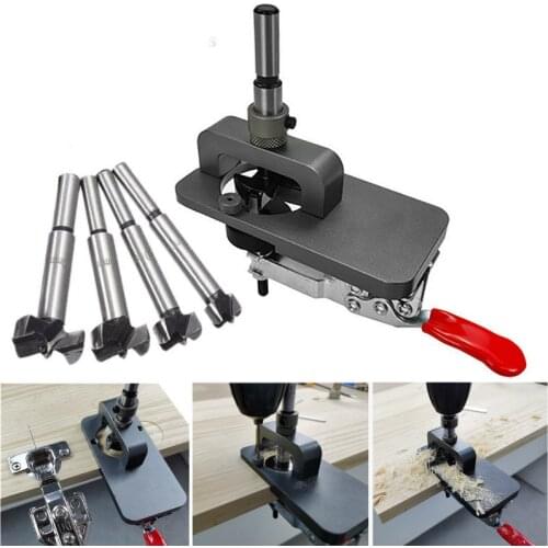 15mm-35mm Cup Style Hinge Jig Boring Hole Drill Guide Forstner Door Hole Template Wood Cutter W/ Fixture Woodworking Tools