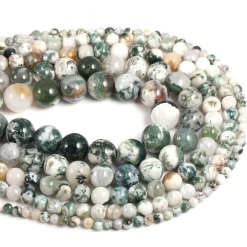 Natural Stone Fashion Meditation Tree Pattern Loose Beads For DIY Jewelry Making Necklace Bracelet Accessories 4 6 8 10 12mm
