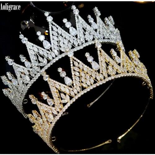 New Cubic Zirconia Tiaras and Crowns for Women Birthday Party Pageant Headpieces Gold Silver Bridal Sweet 16 Hair Accessories