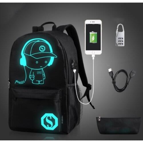 School Backpack Student Luminous Animation School Bags For Teenager USB Charge Computer Anti-theft Laptop Backpack fast ship