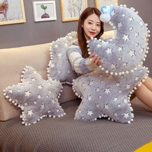 Luminous Star Cloud Moon Plush Pillow Stuffed Soft Plushie Sky Series Cushion Funny Toys for Kids Girls Birthday Gift Home Decor