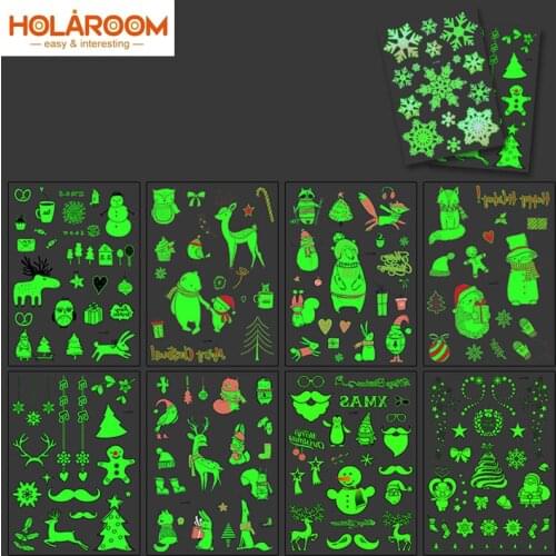 1Pc Party Decoration Luminous Temporary Tattoo Stickers Christmas Carnival Party New Year Decor Christmas Deer Snowman Stickers