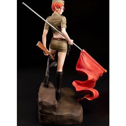 Unassambled 1/12 high 155mm modern girl stand with flag (WITH BASE ) Resin figure miniature model kits Unpainted