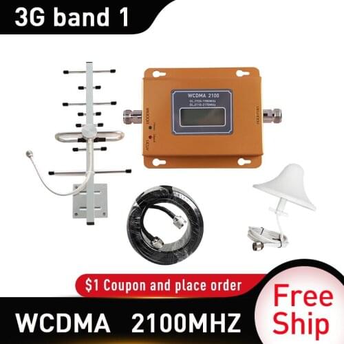 2100mhz 3G WCDMA Signal Booster gsm repeater gain 65dB 3G UMTS cellular amplifier 3G 2100MHZ Amplifier 5dbi omni antenna