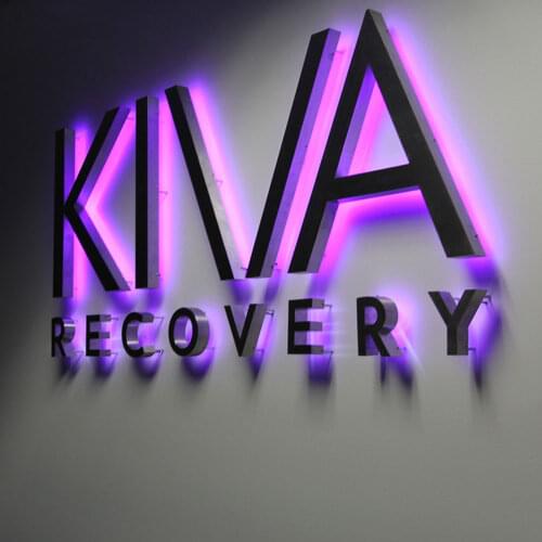 Built-up Led Sign Black Channel Letter Backlight Purple Light SUS Channel Letter Siganage Storefront Office Pin-mounted Letters