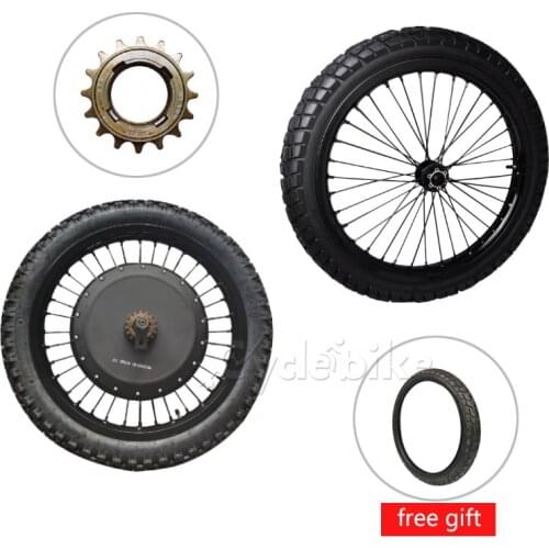 High Speed QS V3 8000W 48-72v Rear Motorcycle Ebike Motor Wheel With Matching Dual Disc Front Wheel And Tires