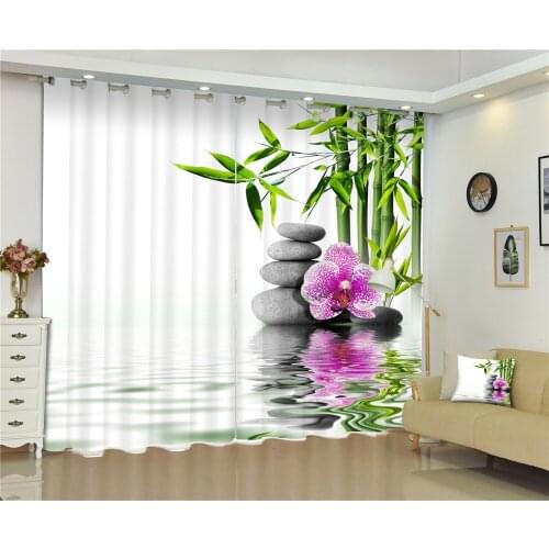 Customized Bamboo print 3D Blackout Curtains for Living Room Bed Room Hotel Office Window Curtains Drapes Cortinas para Rideaux