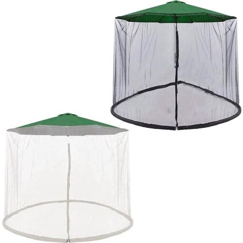 Patio Umbrella Mosquito Netting with Zipper Door Mesh Net Screen Universal for Outdoor Table Hanging Umbrella