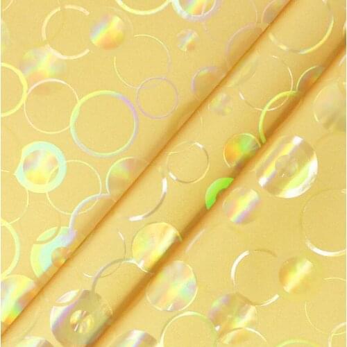10 yards*137cm roll Laser Symphony 0.8mm Frosted Leather Metallic Colorful Circle holographic PU leather Fabric rainbow color