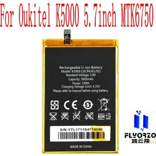 100% New High Quality 5000mAh K5000 Battery For Oukitel K5000 5.7inch MTK6750 Mobile Phone
