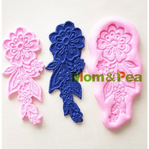 Mom&Pea 1262 Free Shipping Lace Flower Silicone Mold Cake Decoration Fondant Cake 3D Mold Food Grade