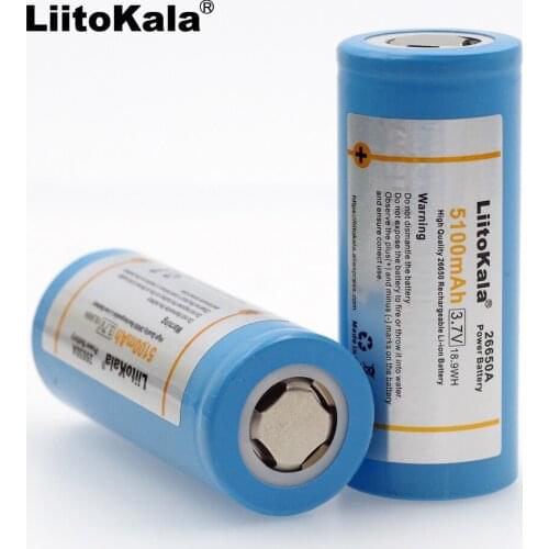 2 pcs. Liitokala 26650-55A 5000 mAh 26650 Lithium Ion Rechargeable Battery 3.7V Batteries Flashlight 20A 3.6 V Battery Power