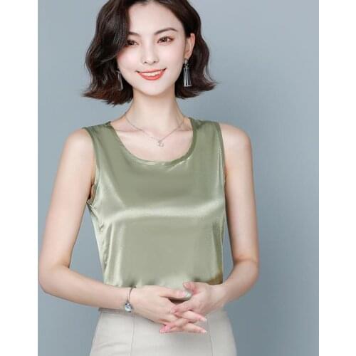 2021 summer thick silk tanks women sexy satin tank tops women casual loose golssy satin silk camis Girls satin silk tank tops
