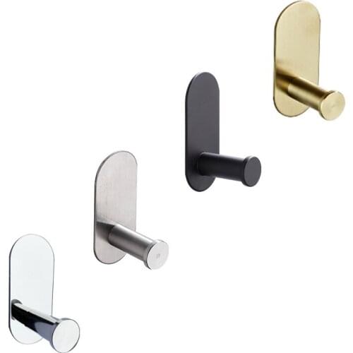 304 Stainless Steel Perforation-free Coat Hook Bathroom Hardware Pendant Seamless and Nail-free Gold Wall Robe Hooks Decorative