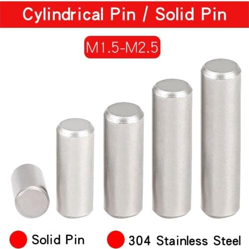 50-100 PCS Cylindrical Pin M1.5 M2 M2.5 M3 Fastener Solid Dowle Pin 304 Stainless Steel GB119 Locating Pin