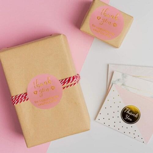 500pcs Round Pink Business Label Stickers Paper Cute Thank You Stickers for Baking Packaging Seal Labels Stationery Stickers