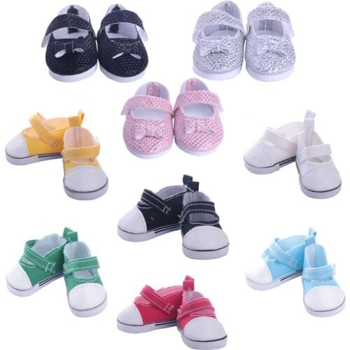 7Cm Doll Canvas Shoes For 18 Inch American&43Cm Baby New Born Doll With Magic Tape Child Birthday Gift For Our generation