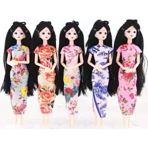 1/6 BJD Dolls Accessories Chinese Ancient Style Qipao Dresses for Barbie Doll Clothes Clothing Classic Princess Dresses Kids Toy