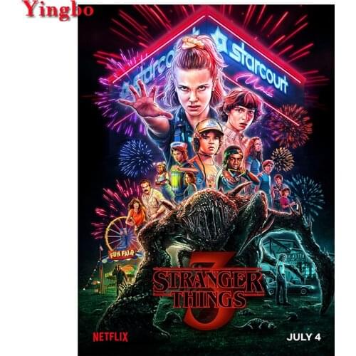 Diy 5d diamond painting Stranger Things Poster Season 3 Diamond embroidery diamond mosaic full round picture of rhinestones