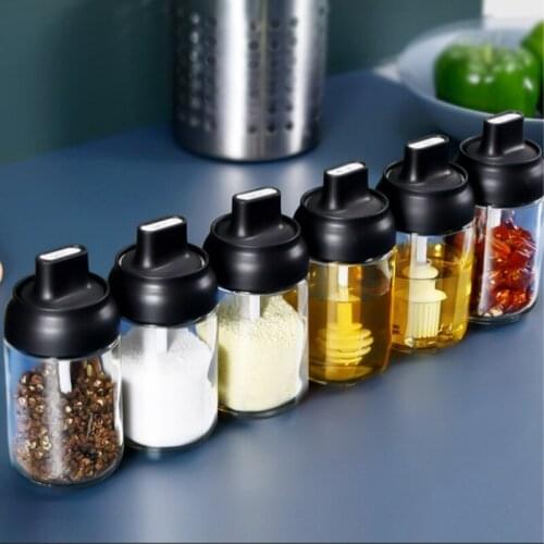 Seasoning Jar with Lid and Spoon Seasoning Organizer Salt and Pepper Condiment Dispenser Canister Set Kitchen Canister Set