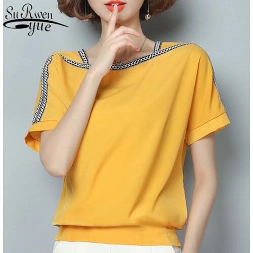 Blusas Mujer De Moda 2021 Casual Plus Size Women Tops and Blouses Chiffon Shirts Fashion Short Sleeve Women Blouse Shirt 0370