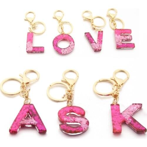 26 Initials Letter Sequins Key Chain Keyrings Car Bag Pendant Key Ring Charms Party Gift Keychain