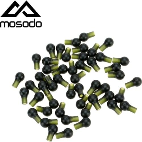 Mosodo 50pcs Round Head Buffer Beads Anti-tangle Sleeves Tail Rubber Tube Terminal Rigs Fishing Accessories Carp Fishing Tackle