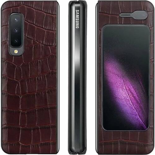 Fold Funda Case for Samsung Galaxy Fold W20 5G Genuine Leather Crocodile Pattern Coque Phone case Cover Galaxy Fold 4G 5G Capa