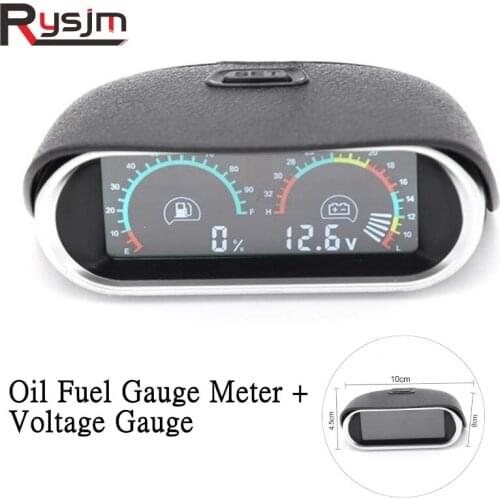 12V/24V 2 in 1 LCD Digital Car Truck volt meter + Oil Fuel Gauge Universal Voltmeter Voltage Oil Fuel Gauge meters