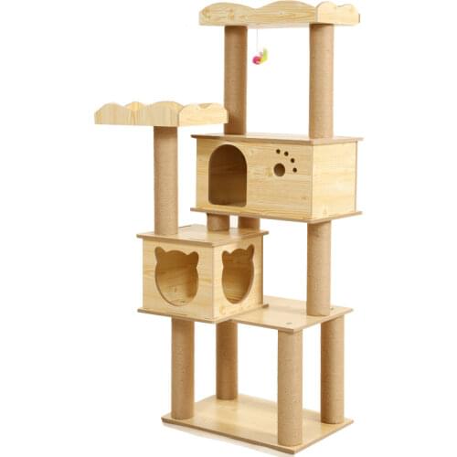 Solid Wood Cat Climbing Frame Toy Claw Column Tree Litter Stand Pet Scratch Board