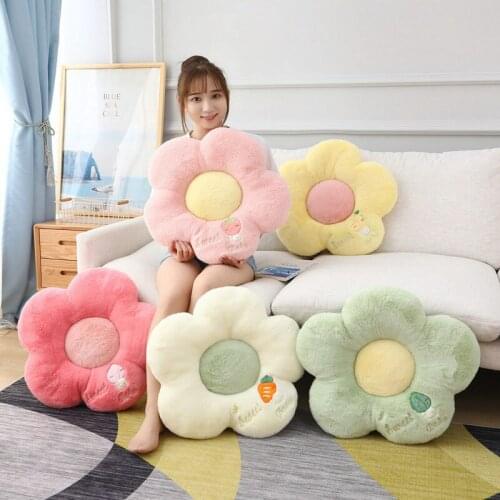Long plush Flower Shape Sofa decor Pillow Stuffed Pink Peach blossom Flower baby Floor playmat Birthday gift Office Seat pillow