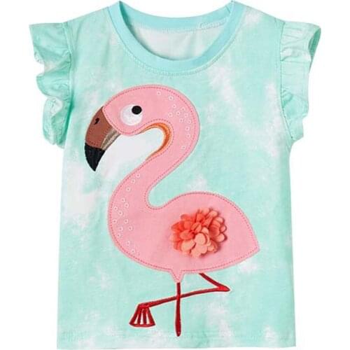 27Kids girls T-shirt New Animal Design Baby Cotton Summer Clothing Toddler Fashion Flamingo T-shirt Cute Children Play Clothes