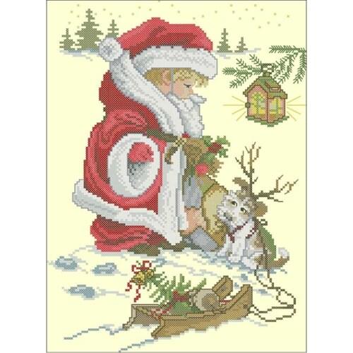 Play santa patterns Counted Cross Stitch 11CT 14CT DIY wholesale Chinese Cross Stitch Kits Embroidery Needlework Sets home decor