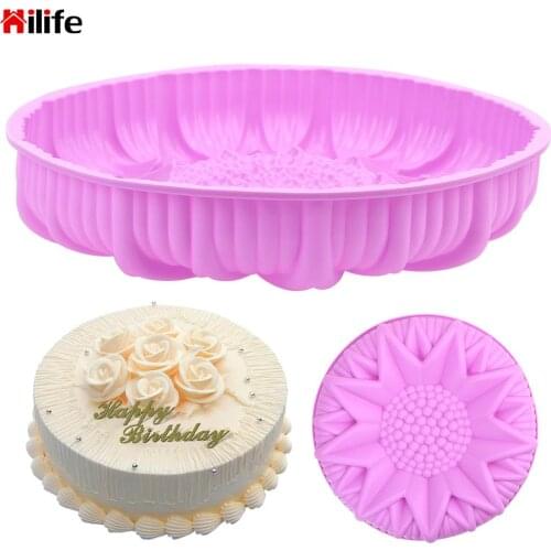 Cake Decorating Tools Pastry Tool Round Sunflower Silicone Mold Handmade Bread Loaf Pizza Toast Tray DIY 3D Fondant Cake Mould