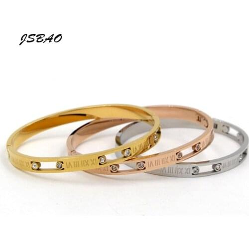JSBAO New Design Luxury Brand Roman Numerals Bracelet For Women Hight Quality Stainless Steel Bracelet Bangle For Women Jewelry