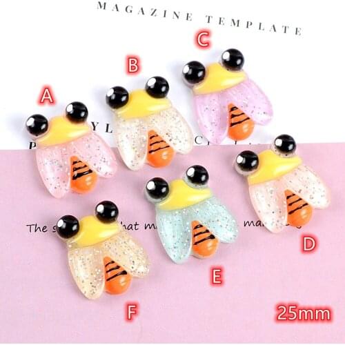 Cabochons Insect Moth Flat back Resin Cabochon 20pcs cute Transparent Glitter Kawaii Scrapbook Craft DIY Hair Accessories Decor