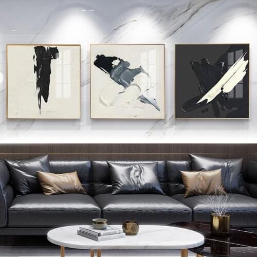 Nordic Style Abstraction Landscape Black White Gray Graffiti Pigments Canvas Painting Wall Picture Poster Living Room Decoration