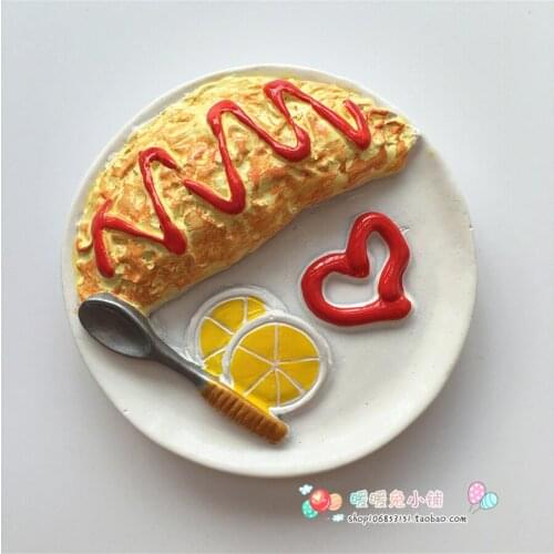 Ketchup, egg, rice, breakfast, food, resin, refrigerator, three-dimensional magnetic stickers
