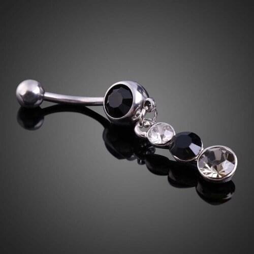 Belly Button Ring Crystal Dangle Gourd Barbell Body Navel Bars Piercing Jewelry EIG88
