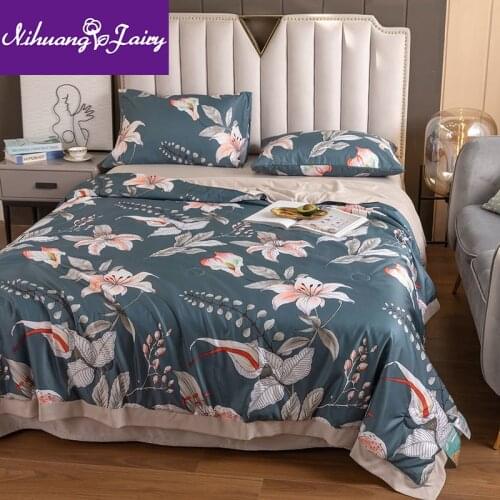 Tencel air conditioning summer cool quilt summer ice silk thin quilt three-piece cover sheet pillowcase 4-piece thin blanket set