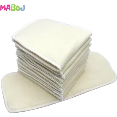 MABOJ Hemp Cotton Ecological Diapers Insert 10/Pack Thicken Super Absorbent Organic Bamboo Inserts Washable Reusable Baby Nappy