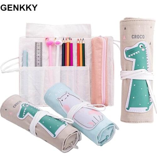 Cute Unicorn School Pencil bags Roll School Pencil Bags Kawaii Canvas Pen Bag Penal for Girls Boys Cute Large Pencil Box Statio