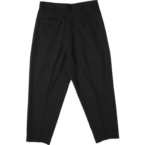 Hong Kong style mens wear Japanese black loose nine-point trousers straight suit pants small trousers trend