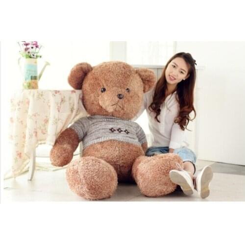 Stuffed animal lovely teddy bear 130cm sweater bear plush toy soft throw pillow doll gift w3219