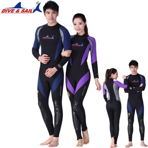 1.5MM Neoprene Long Sleeved One-piece Lovers Wetsuit Men Women Snorkeling Jumpsuit Full Body Dive Wet Suit Warm Winter Swim Surf