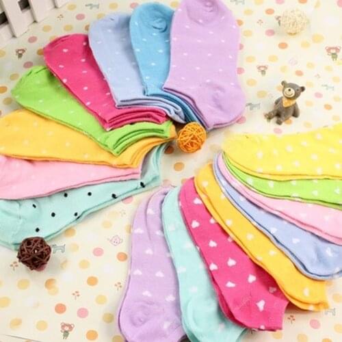 5pairs Ladies Socks Heart Point Pure Color Cute Socks Short Ladies Socks Slippers Cotton Blend Low Ankle Boat Socks Summer Socks