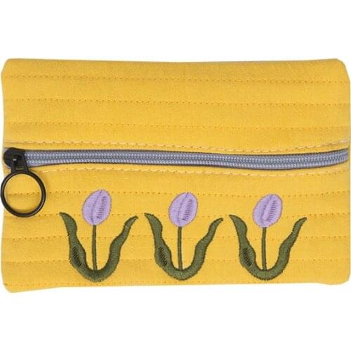 2021 New Wallet Preppy Style Small Flower Embroidery Coin Purse Womens Canvas Cosmetic Bag Mini Clutch