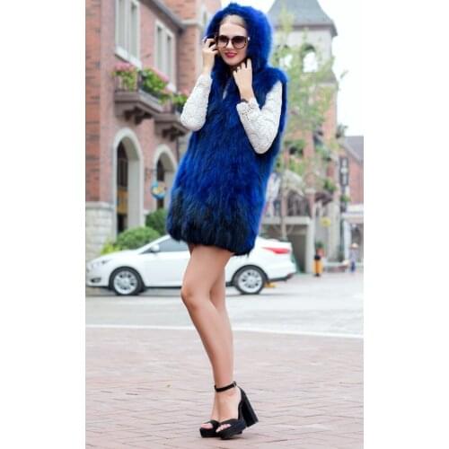 New real genuine natural raccoon Fur vest with hood Womens fashion Jacket gilet warm winter custom any size Free shipping